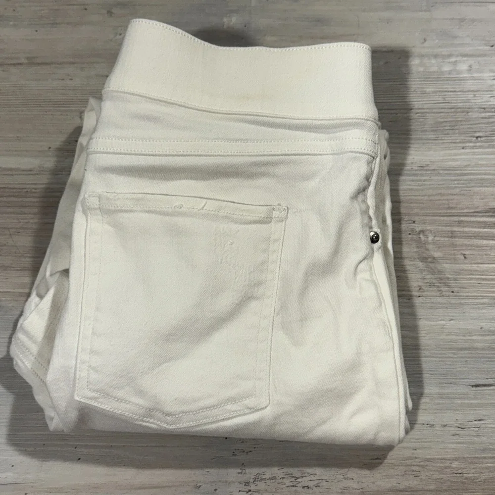 Spanx Jeans Women's Sz‎ M White Skinny High Rise Distressed 20229R 28x27